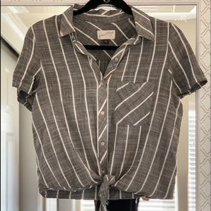 Striped Tie front button up